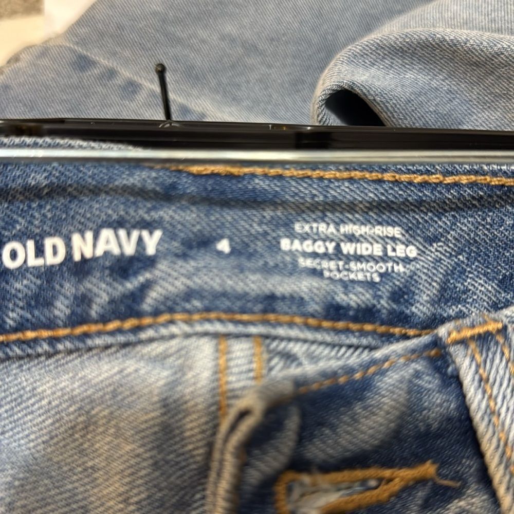 Old Navy Baggy Wide-Leg Non Stretch Jean Women 4 Tall Extra High Rise - Picture 7 of 7